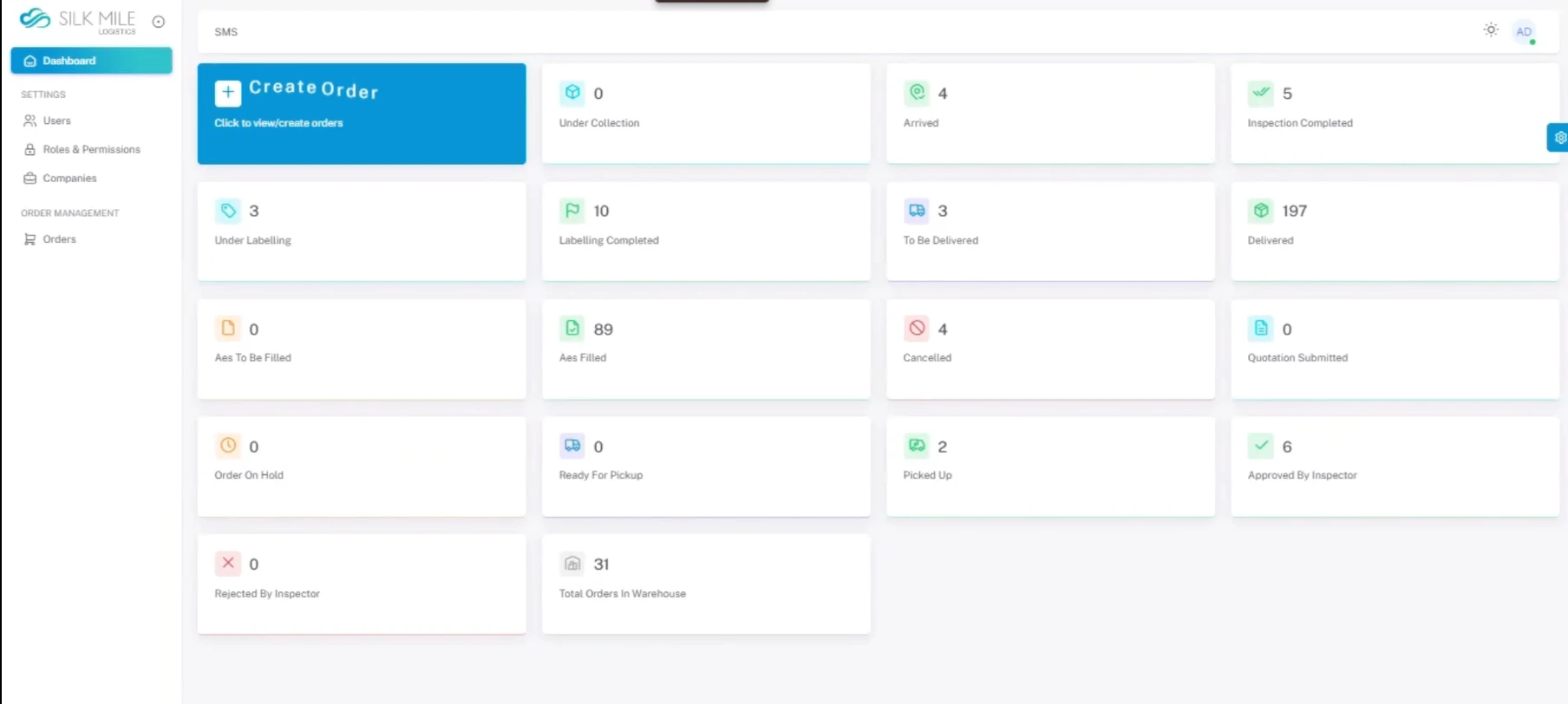 SMS dashboard
